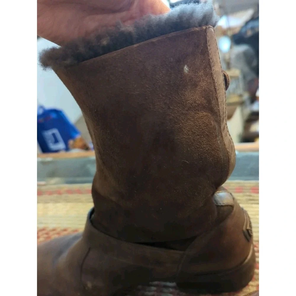 Australia Luxe Easy Rider Boots 11‎ M Brown Genuine Sheepskin Shearling EasyMoc